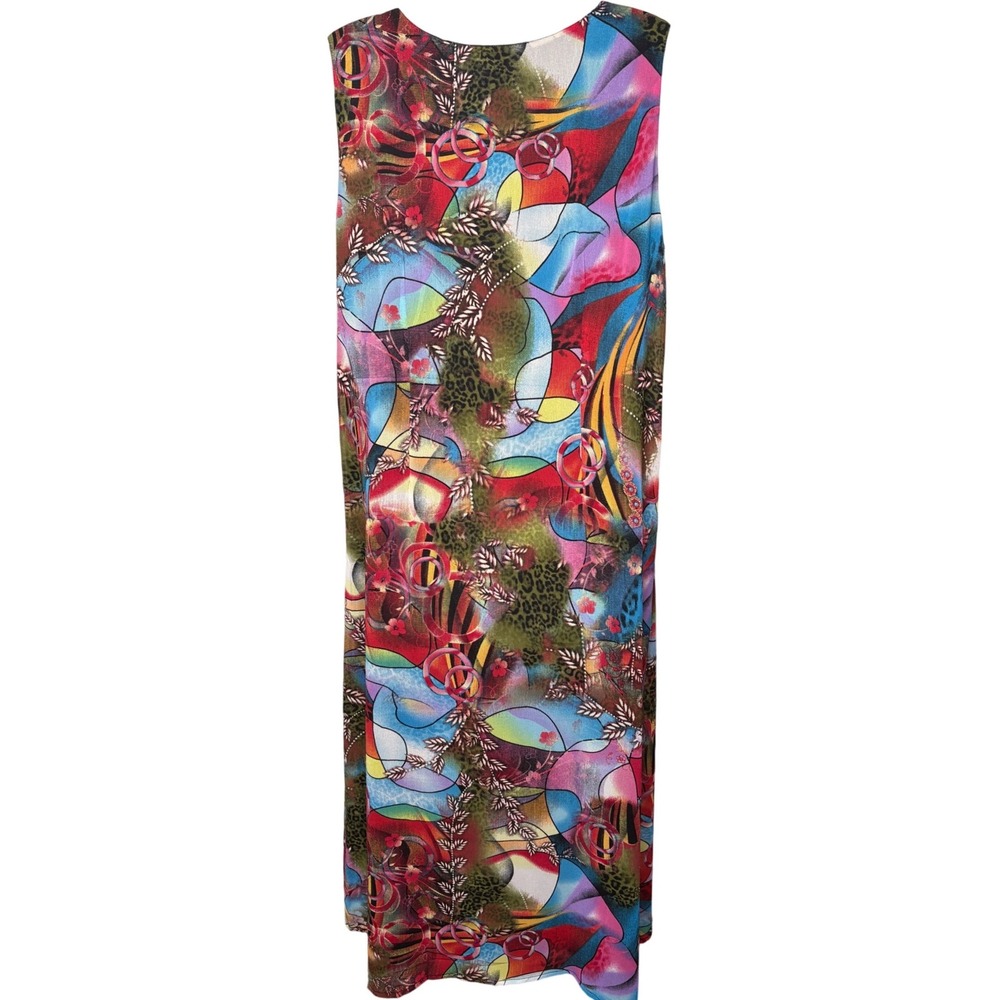 SERENGETI Womens Multicolor Maxi Dress Sz M Boho-Chic Art to Wear Lagenlook Chic - Picture 3 of 12